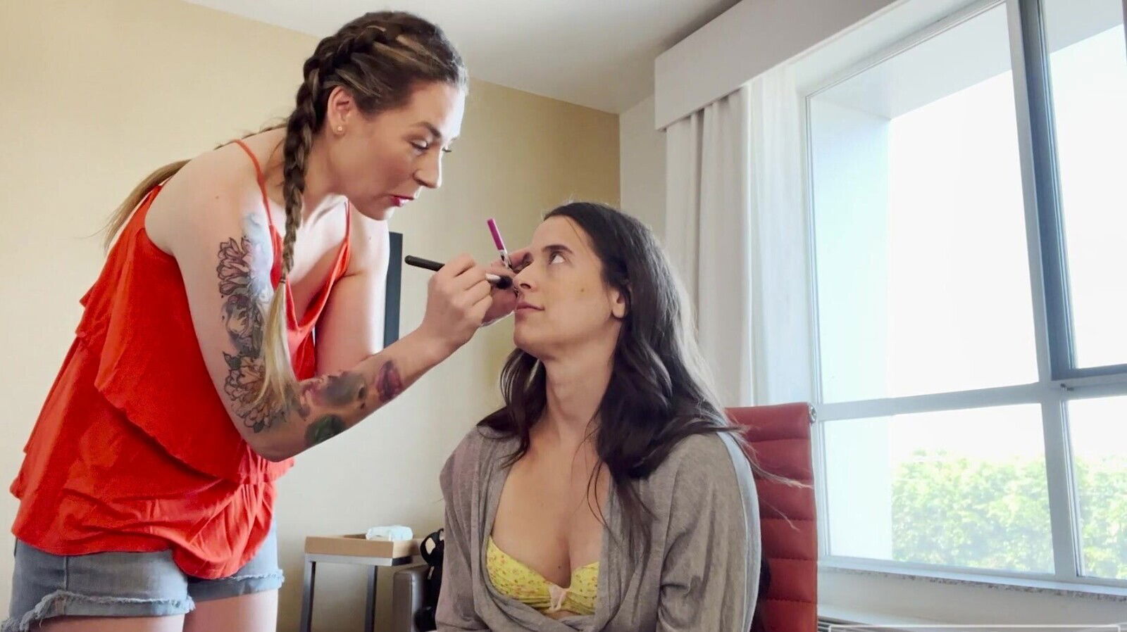 Horny Abbie Maley moans while getting fingered Tara Lynne