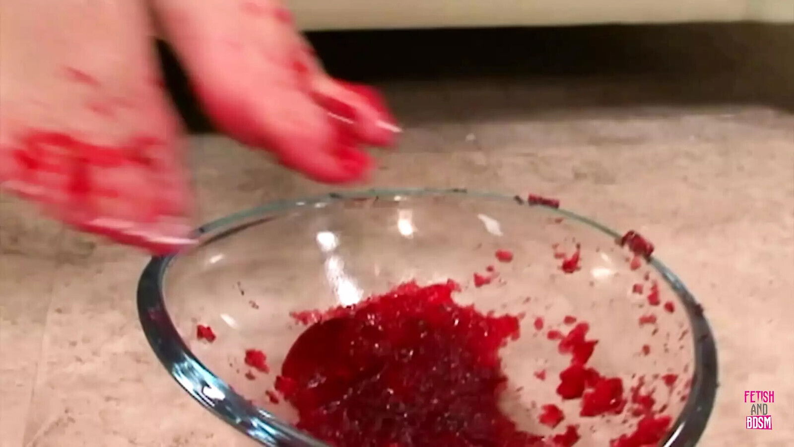 Sexy Brunette Dips Feet Bowl Lets Lick