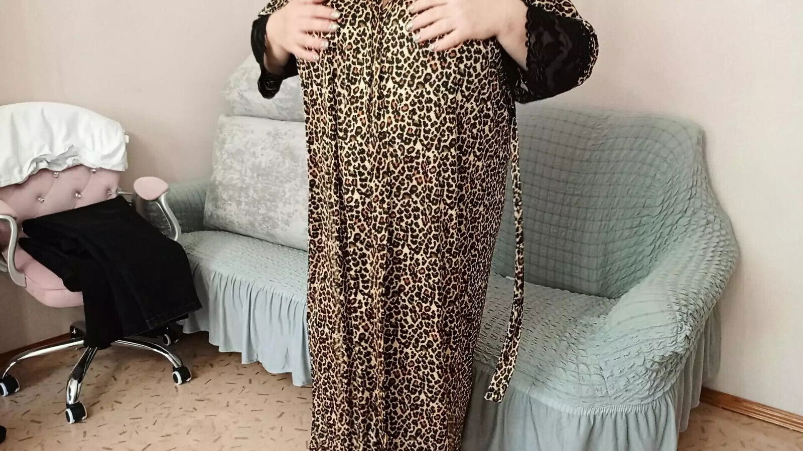 girlfriend with caresses herself front camera