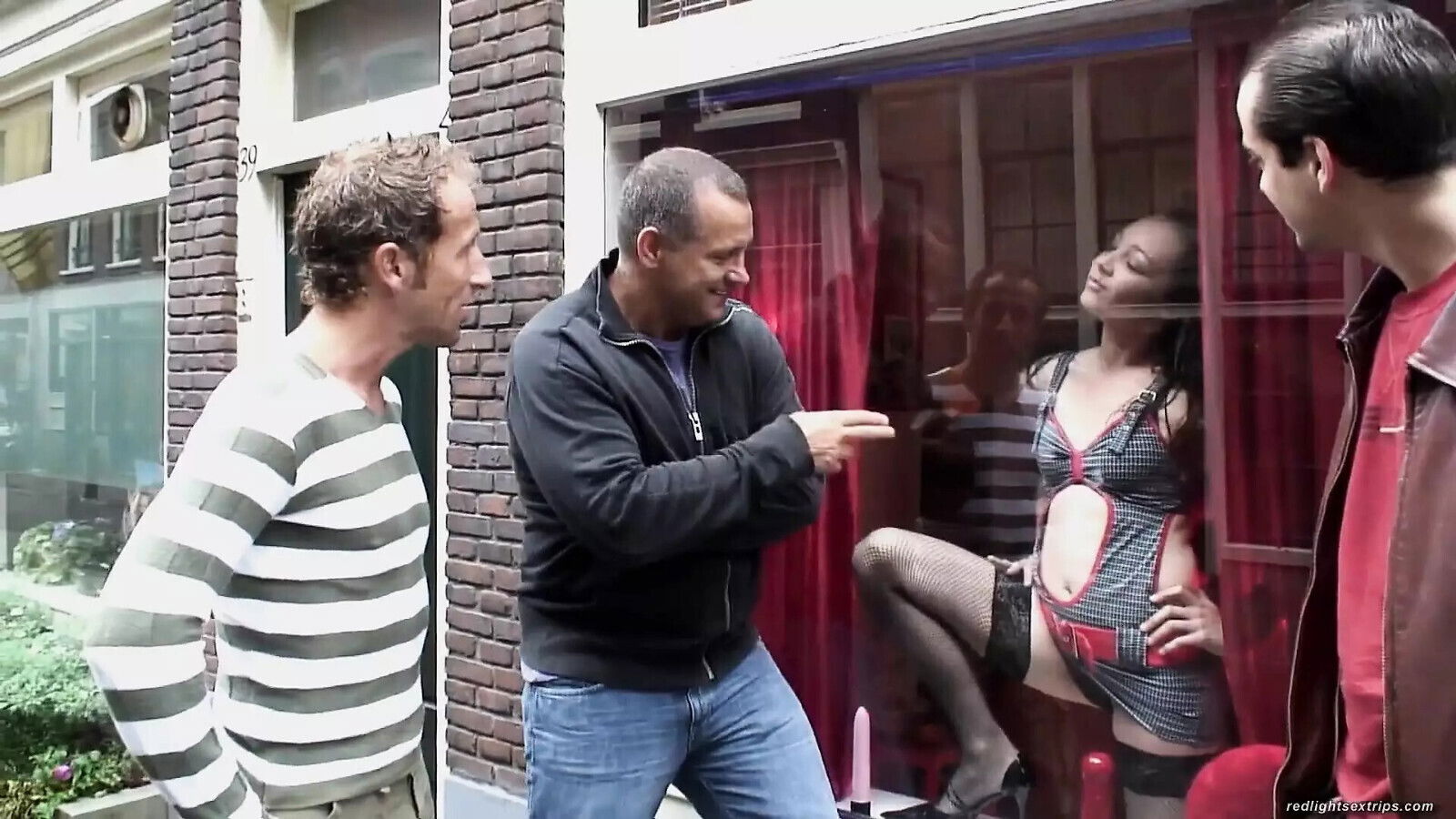 Threesome with Cute Brunette Redlightsextrips