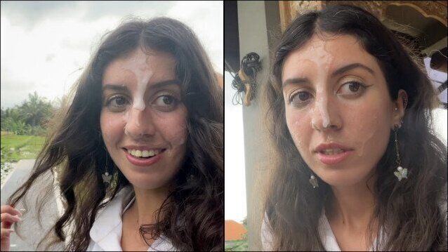 Прогулка спермой лице кафе Девушка пиццу глотает сперму Cumwalk