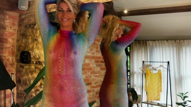 SeeThru Rainbow Dress showing tiny