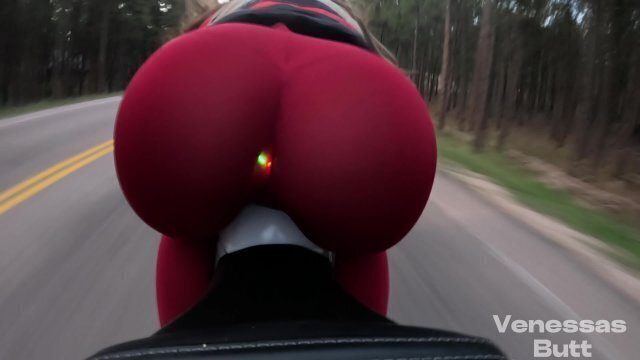 Biker Girl Rides Motorcycle With Light Butt Plug VenessasButt