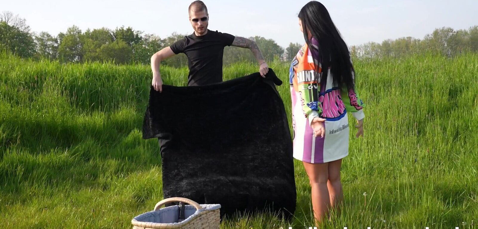 Inked Damon curvy girlfriend wild forest adventure