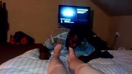 Black Footslave for White Goddess