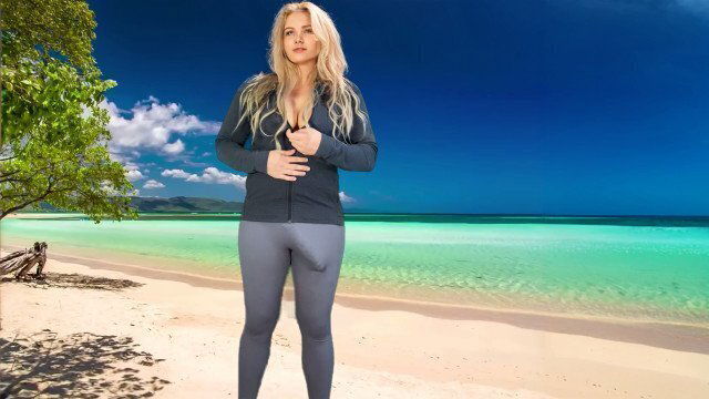 Huge shemale beach yoga flash