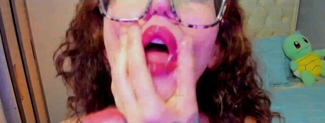 very messy blowjob, saliva face