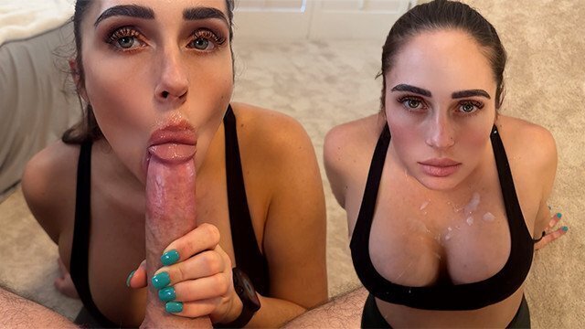 Workout partner's huge cumshot after suck dick balls