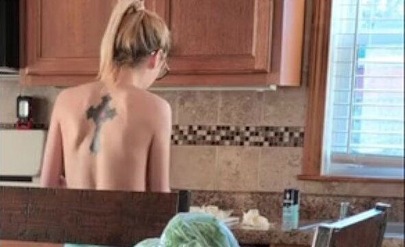 Cooking Topless Tease Film: Spare bedroom