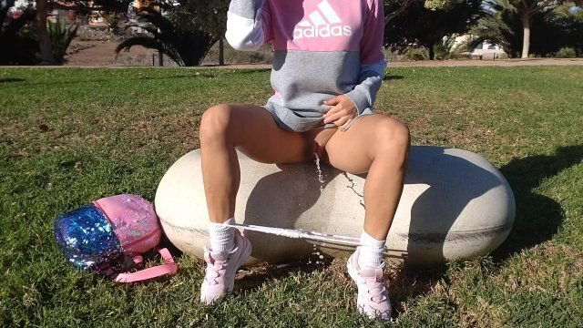 Cute college girl pees public