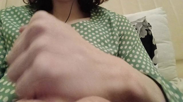 Trans-girl Stesha masturbates small clit pokes camera