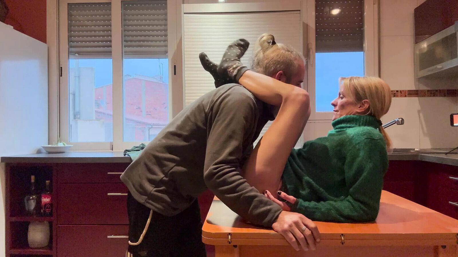 WIFE FUCKS WITH NEIGHBOR KITCHEN TABLE