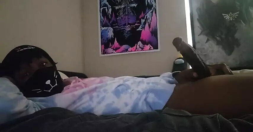 Black Femboy cumming