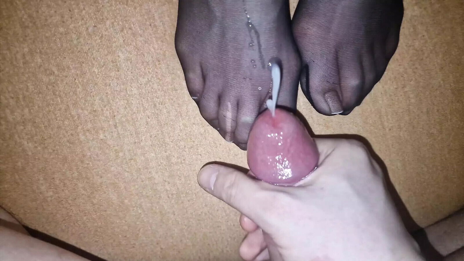 Semen wife's nylon feet french pedicure