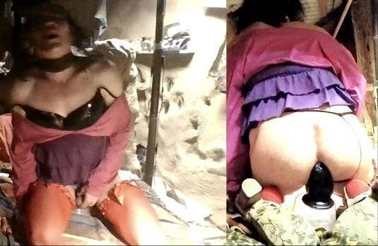 frontal view Kyra ADDICTED MONSTER DILDO masturbation