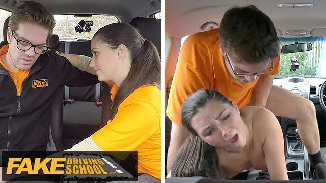 Fake Driving School Cute TEEN driving instructor REAL CHEATING romp