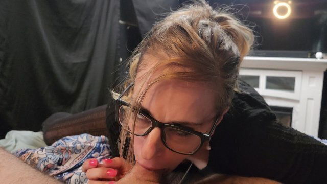 Horny cheating housewife gets play while husbands ASMR Blowjob