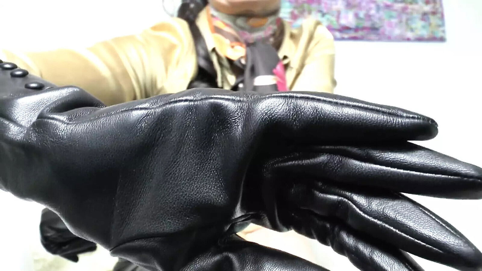 Long Black Gloves Face Slapping Treatment More