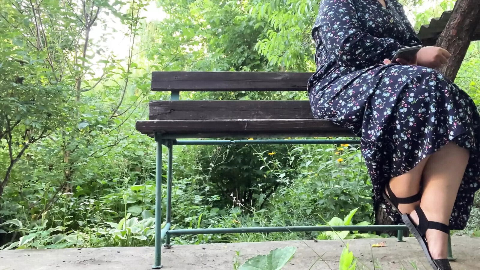 Cheerful milf jerks strangers takes photos street