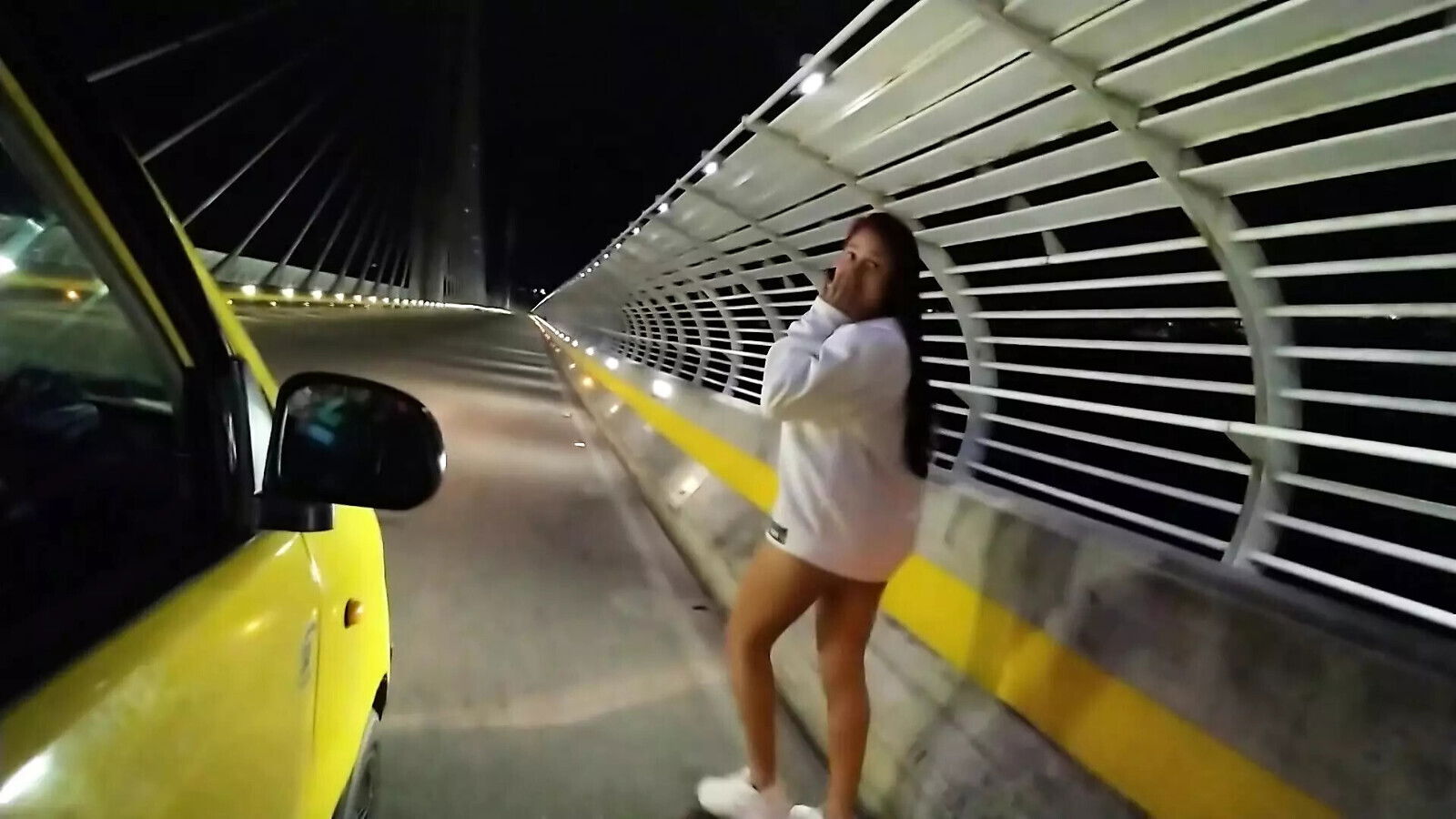 doing nude flashing walking naked around streets before fucking outside outdoor road