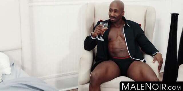 Black hunk watches ebony lovers suck dick fuck hard threesome