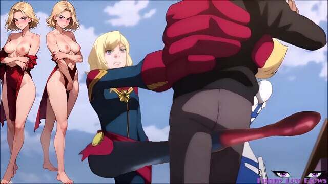 Nutshots Captain Marvel ANIME BALLBUSTING Punch, Balls MISS MARVEL Future Avengers