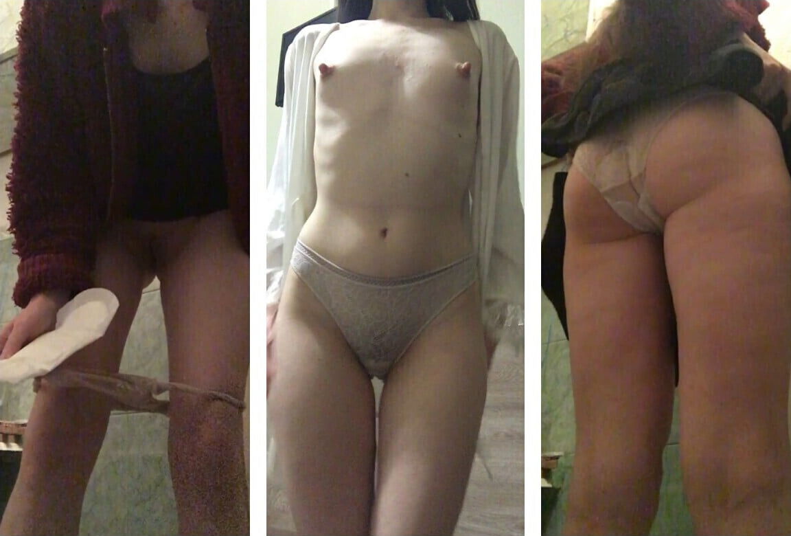 COMPILATION slender teen with padding panties dances, shows ass. girl changes gasket, ASMR. Padding under skirt