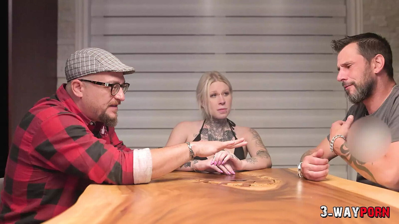 3-Way Porn Cute Tattoed Gets Fucked Hard Dudes Threesome