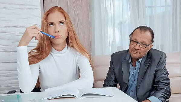 Dumb Russian Redhead Taking Care Teacher'_s Grades Pass Exam