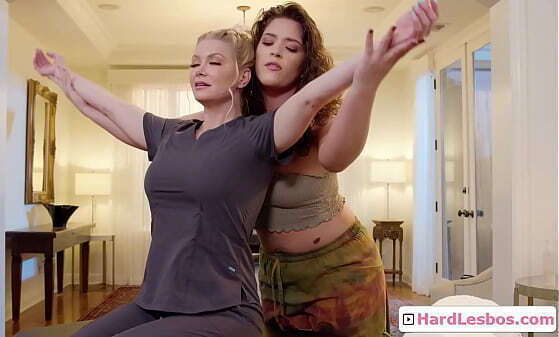 Busty blonde milf client seduced curly teen masseuse enjoys Victoria Voxxx, Serene Siren