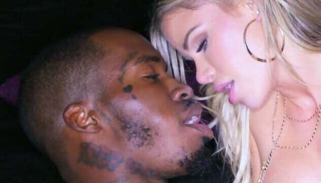 blonde kissing worshipping black