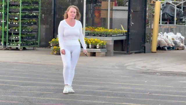 Pissing white pants public