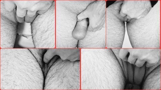 Fake cameltoe pussy very hairy legs slow motion pissing video