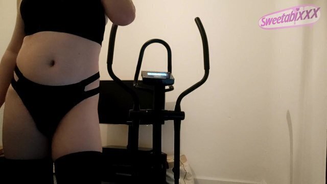 Trans Girl gets Sweaty Cross Trainer