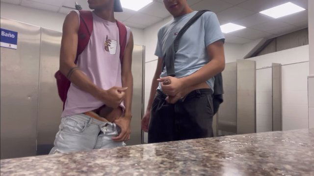 Morbid university bathroom with with huge