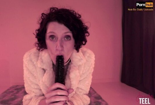 Solo Female Spits Sucks Dildo with Countdown