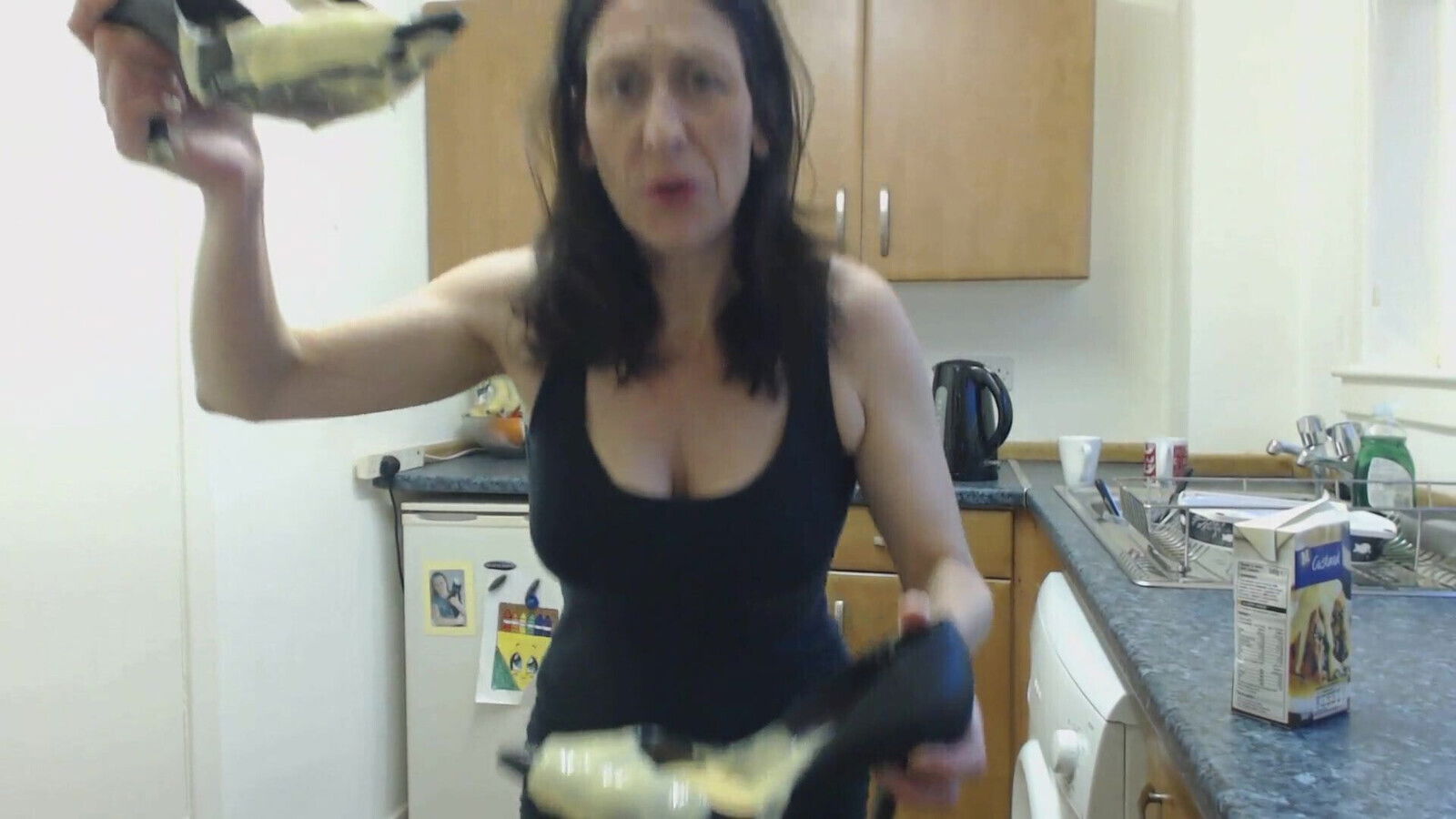 Messy custard heels challenge