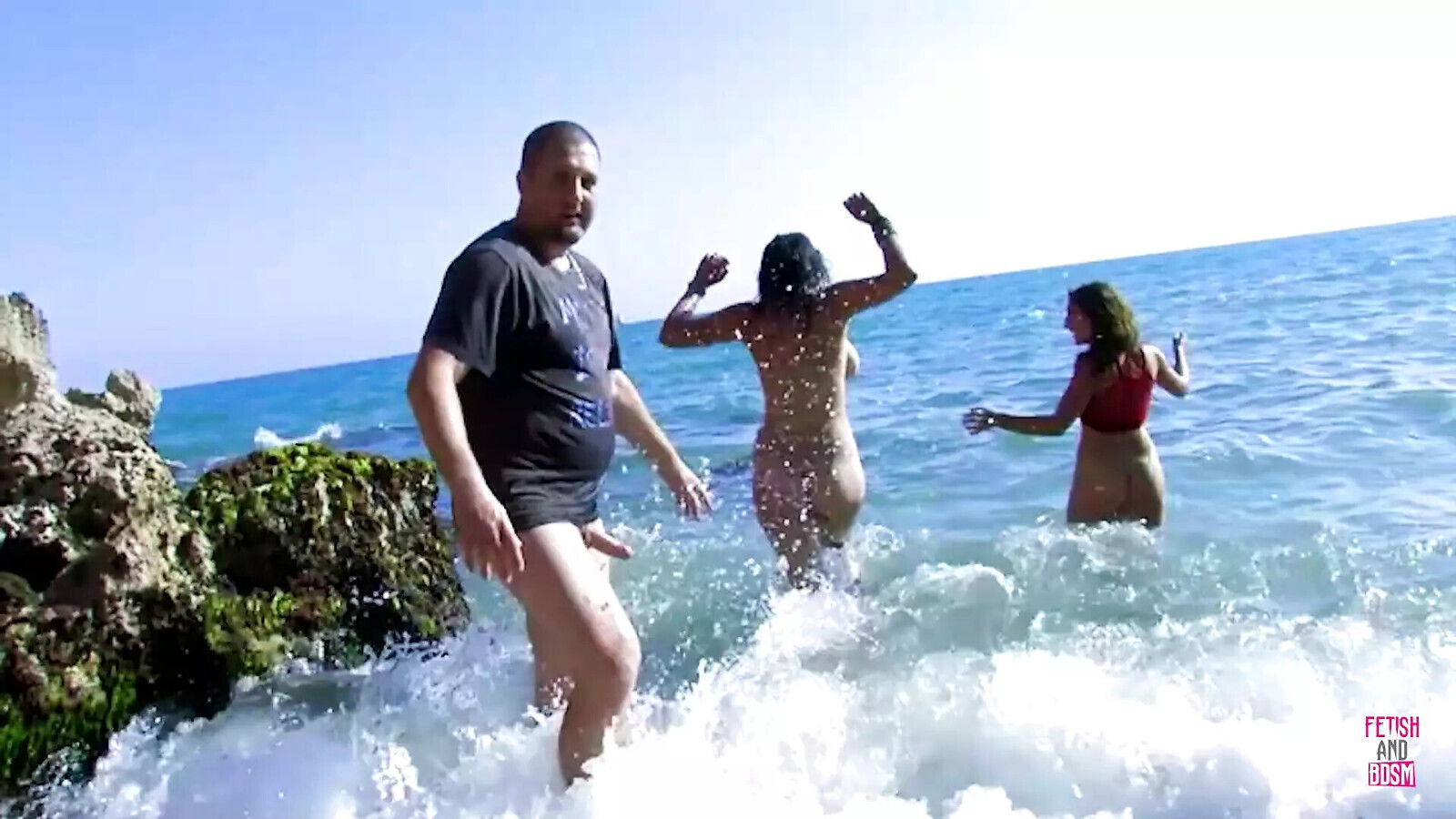 Couple Lesbians Bikinis Interrupted Making Outdoors Hard