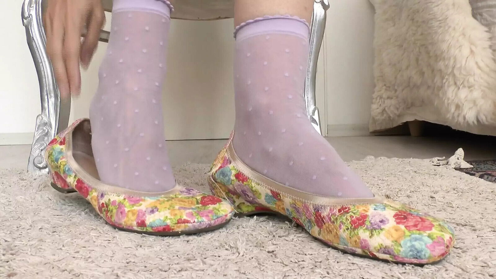 Colorful Ballerinas Short Purple Socks Shoe Play