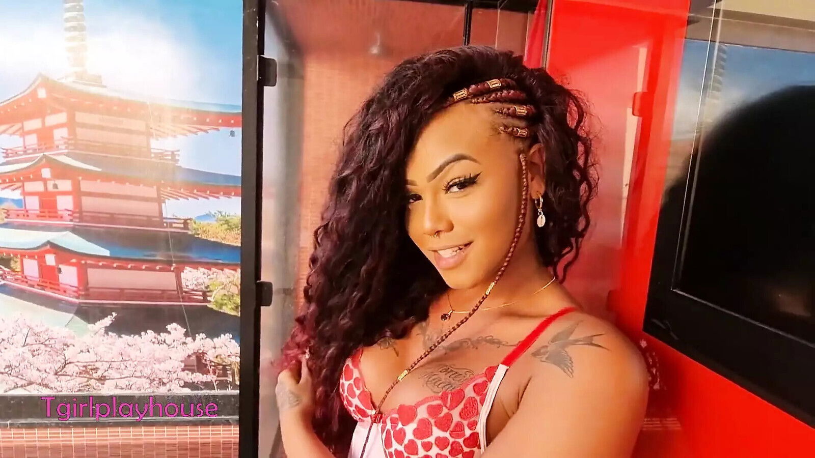 Thick Ebony Tgirl Showing Before Fucking