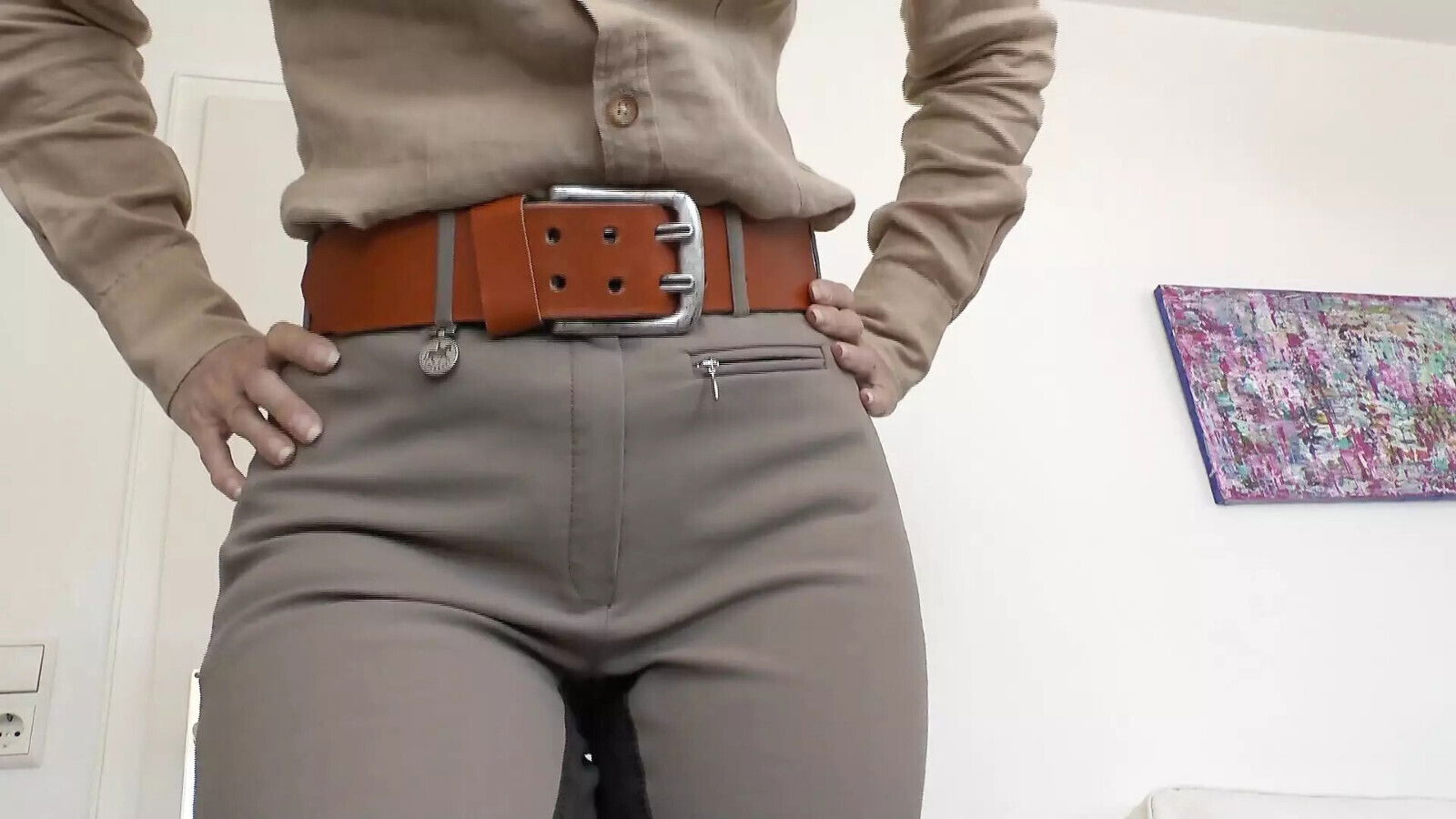 Pamper Beautiful Riding Pants Masturbate Same Time