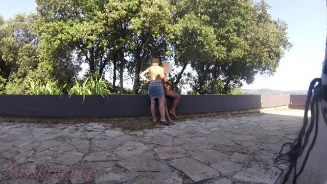 Caught Naked exhibitionist wife masturbates stranger's front everyone walking public