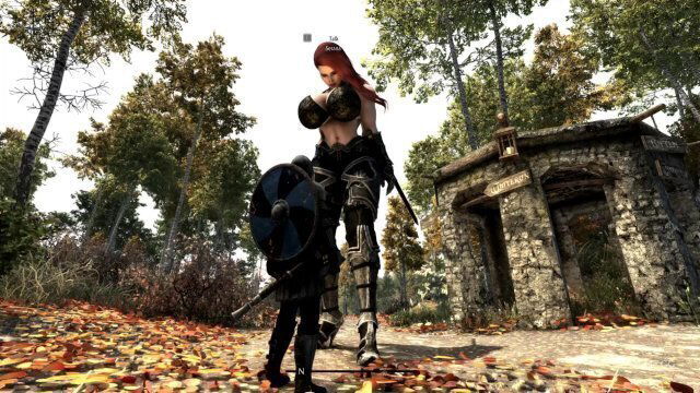 Strong redhead grows into giantess protects Skyrim Giantess