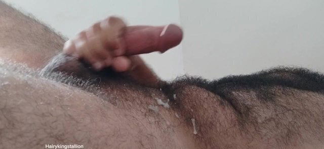 Hairy with balls jerking with moanings untill came hairy chest.