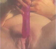 Clit stimulating dildo playing with Lee