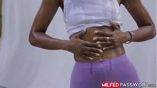 Ebony MILF Olivia Jayys workout teases pervy handsome neighbor