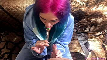 girlfriend sucks lollipop something Stitch cosplay