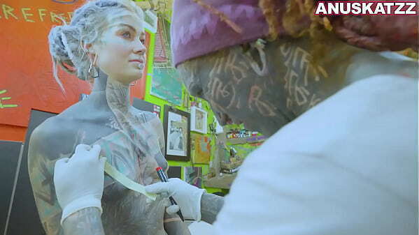 Tattoo model Anuskatzz gets nipple piercings while fuck hardcore extreme rough BDSM fetish