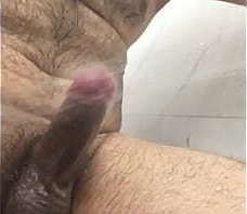 Hands free cum from water jet pressure in the shower.