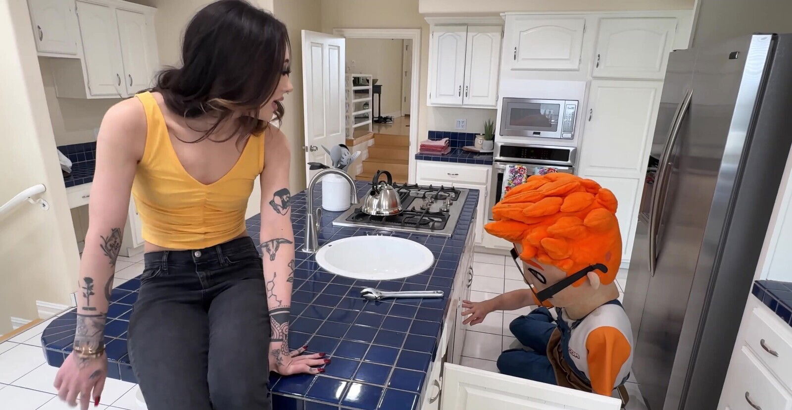 Tattooed Temptress Sage Hunter Enjoys Hard Plumbing from PornDude Handyman!